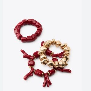 Zara NWT pack of 3 coral elasticized bracelets 1856/122